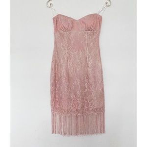 Forever 21 shimmering pink mini fringe dress s